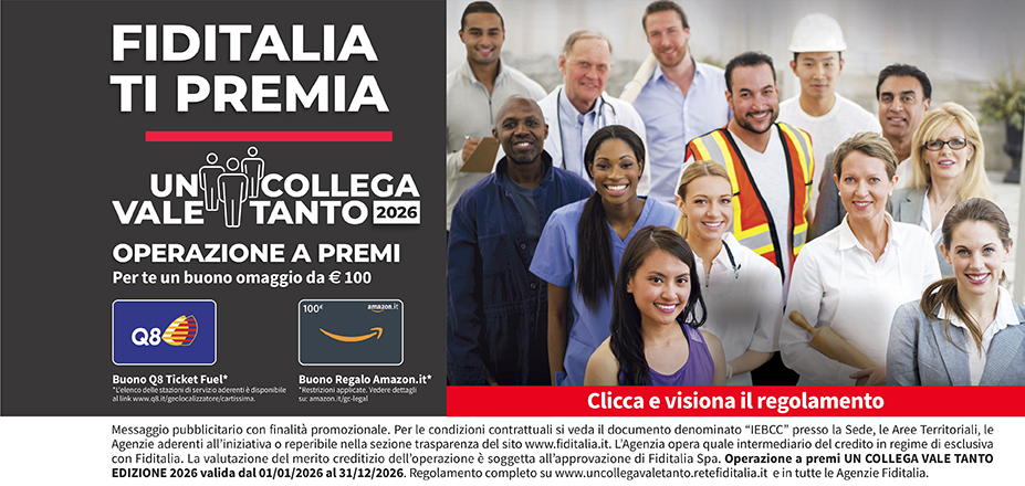 Agenzia Vicario Massimiliano Fiditalia | Arezzo | Fiditalia ti premia - Vinci un buono omaggio da €100. Operazione a premi. Clicca e visiona il regolamento. Operazione a premi UN COLLEGA VALE TANTO 2025 valida dal 01/01/2025 al 31/12/2025. Regolamento completo www.uncollegavaletanto.retefiditalia.it